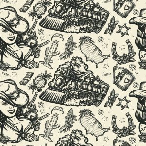 Papier Peint Locomotives À Vapeur Dans Le Far West – Image 1
