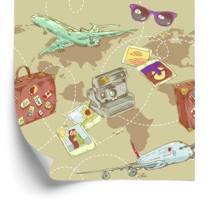 Papier Peint Avions Sur Le Fond De La Carte Du Monde – Image 2
