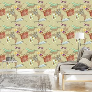 Papier Peint Avions Sur Le Fond De La Carte Du Monde – Image 3