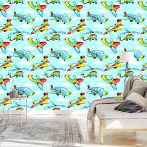 Papier Peint Avions Jouets Colorés – Image 3