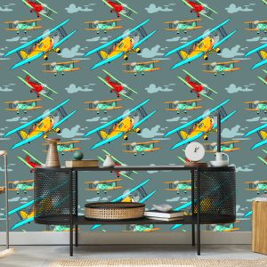 Papier Peint Avions Rétro Colorés – Image 5