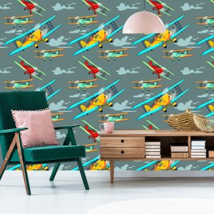Papier Peint Avions Rétro Colorés – Image 6