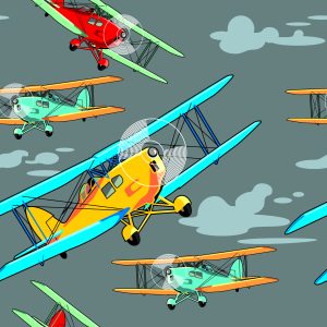 Papier Peint Avions Rétro Colorés – Image 1