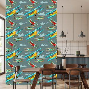 Papier Peint Avions Rétro Colorés – Image 4