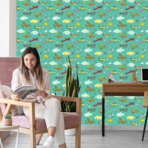 Papier Peint Avions Colorés Dans Un Style Rétro – Image 7