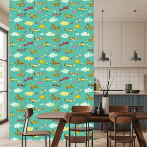 Papier Peint Avions Colorés Dans Un Style Rétro – Image 4