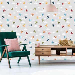 Papier Peint Avions Colorés Avec Des Nuages – Image 6