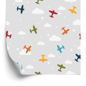 Papier Peint Avions Colorés Avec Des Nuages – Image 2