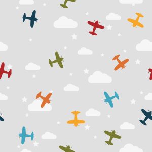 Papier Peint Avions Colorés Avec Des Nuages – Image 1