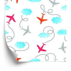 Papier Peint Avions De Conte De Fées Peints À L'aquarelle – Image 2