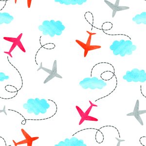 Papier Peint Avions De Conte De Fées Peints À L'aquarelle – Image 1