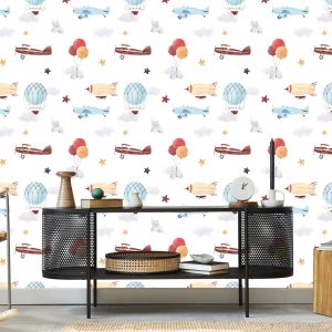 Papier Peint Bébés Animaux, Avions, Ballons, Nuages – Image 5