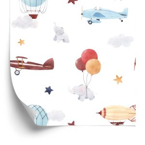 Papier Peint Bébés Animaux, Avions, Ballons, Nuages – Image 2