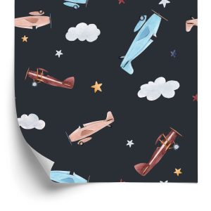 Papier Peint Avions Rétro Peints À L'aquarelle – Image 2