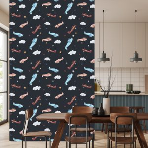 Papier Peint Avions Rétro Peints À L'aquarelle – Image 4