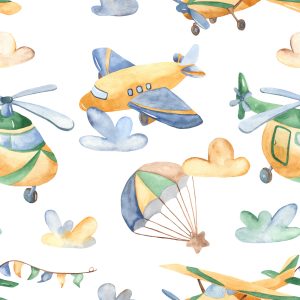 Papier Peint Avions Et Hélicoptères Peints – Image 1