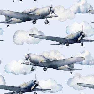 Papier Peint Adolescente Peint Des Avions Décor Vintage – Image 1