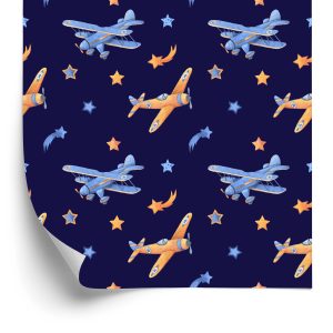 Papier Peint Avions Rétro Avec Étoiles – Image 2