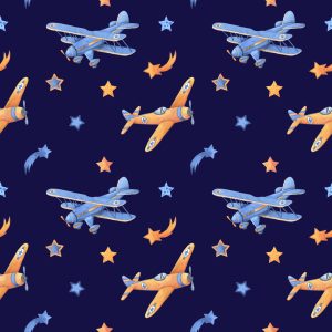 Papier Peint Avions Rétro Avec Étoiles – Image 1
