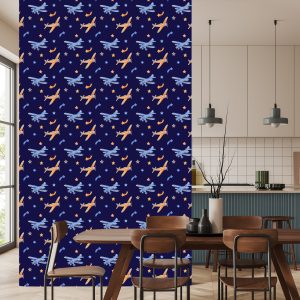 Papier Peint Avions Rétro Avec Étoiles – Image 4