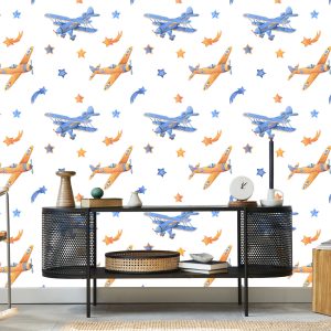Papier Peint Avions Vintage Avec Des Étoiles – Image 5