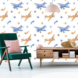 Papier Peint Avions Vintage Avec Des Étoiles – Image 6