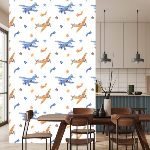 Papier Peint Avions Vintage Avec Des Étoiles – Image 4