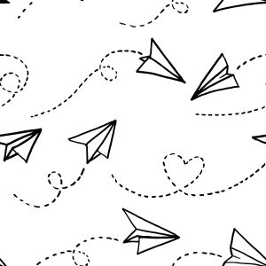Papier Peint Avions En Papier Avec Des Coeurs – Image 1