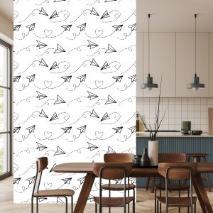 Papier Peint Avions En Papier Avec Des Coeurs – Image 4