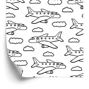 Papier Peint Avions Noirs Et Blancs Avec Des Nuages – Image 2