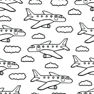 Papier Peint Avions Noirs Et Blancs Avec Des Nuages – Image 1