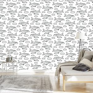 Papier Peint Avions Noirs Et Blancs Avec Des Nuages – Image 3