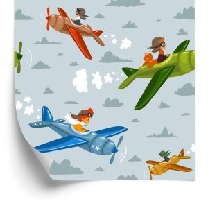 Papier Peint Enfants Dans Des Avions Colorés – Image 2