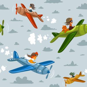 Papier Peint Enfants Dans Des Avions Colorés – Image 1