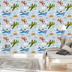 Papier Peint Enfants Dans Des Avions Colorés – Image 3