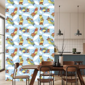 Papier Peint Avions De Conte De Fées Colorés Avec Des Nuages – Image 4