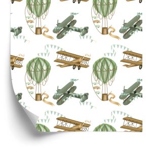 Papier Peint Avions Et Ballons Rétro – Image 2
