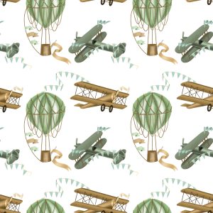 Papier Peint Avions Et Ballons Rétro – Image 1