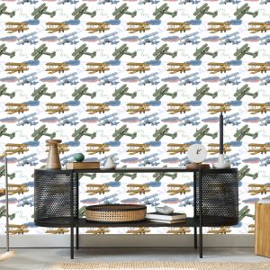 Papier Peint Avions Rétro Avec Des Nuages – Image 5