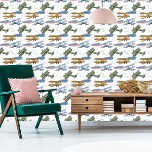 Papier Peint Avions Rétro Avec Des Nuages – Image 6