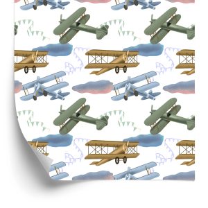 Papier Peint Avions Rétro Avec Des Nuages – Image 2