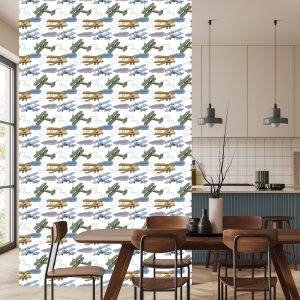 Papier Peint Avions Rétro Avec Des Nuages – Image 4