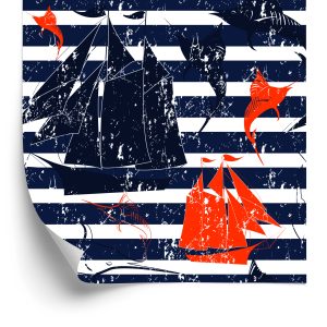 Papier Peint Voiliers Sur Un Fond Rayé – Image 2
