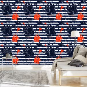 Papier Peint Voiliers Sur Un Fond Rayé – Image 3