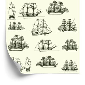 Papier Peint Esquisses De Navires Historiques – Image 2