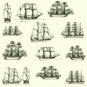 Papier Peint Esquisses De Navires Historiques – Image 1