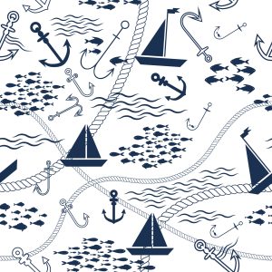 Papier Peint Bateaux Avec Ancres Et Poissons – Image 1