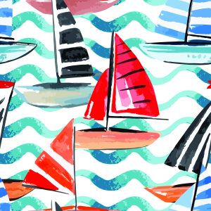 Papier Peint Voiliers Peints À L'aquarelle – Image 1