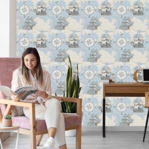 Papier Peint Voiliers Sur Fond De Carte – Image 7