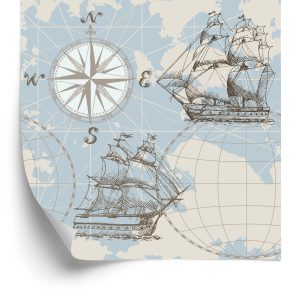 Papier Peint Voiliers Sur Fond De Carte – Image 2